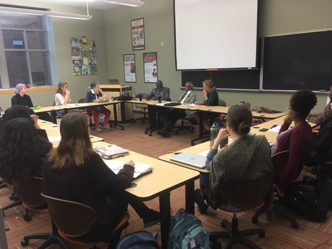 Messiah College Center for Public Humanities students meet with members of the Commonwealth Monument Project