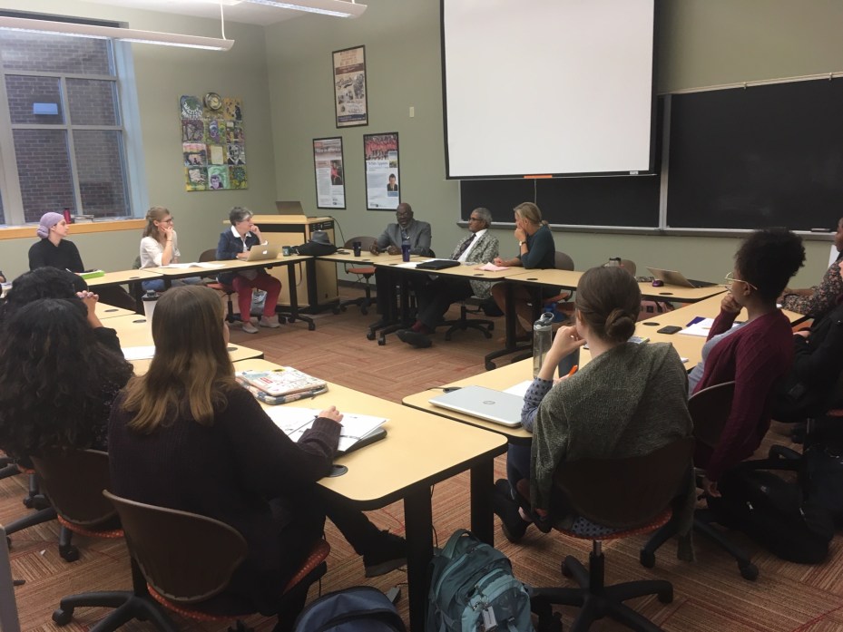 Messiah College Center for Public Humanities students meet with members of the Commonwealth Monument Project