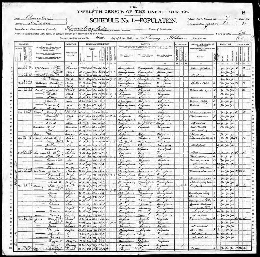 Harrison, Harriet 1900 Census 