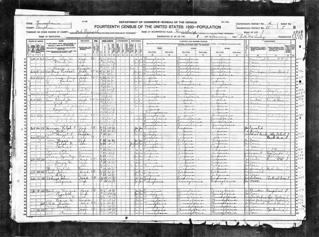 Harrison, Harriet 1920 Census