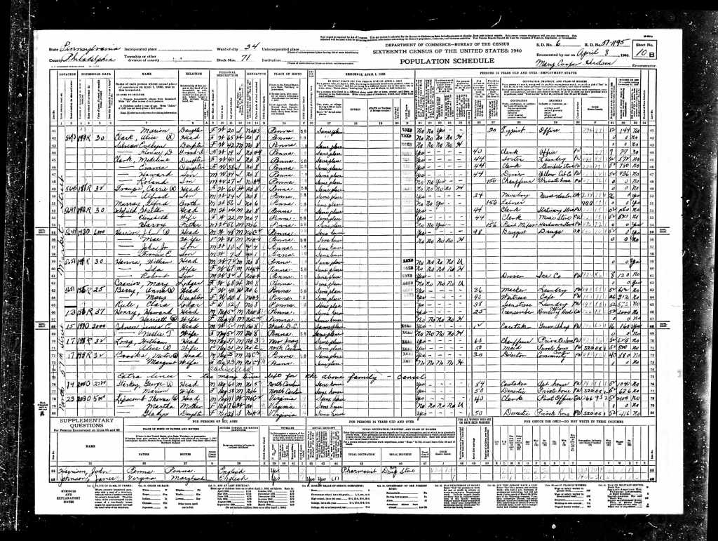 Harrison, Harriet 1940 Census