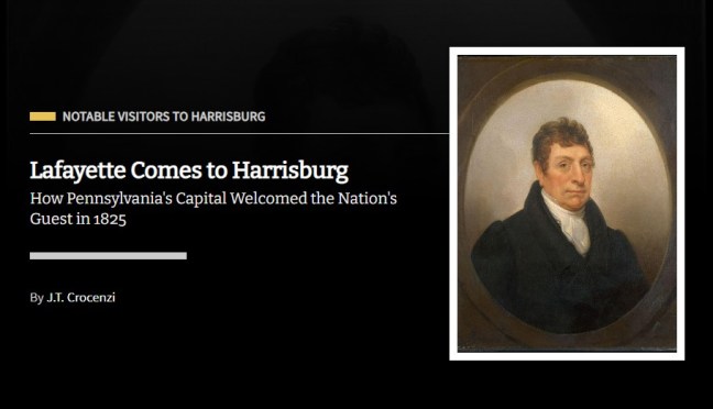 Screenshot of story at Harrisburg Historical about Lafayette's visit in 1825